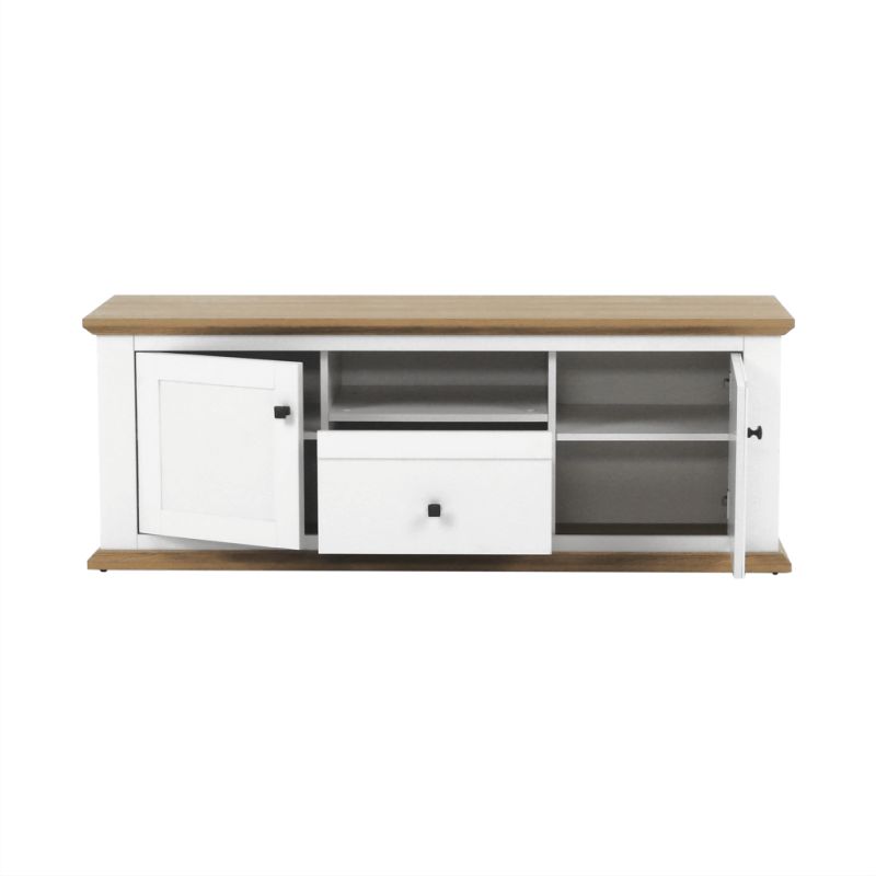 RTV stolík, 150cm, biely, dub grand, LEON MZ15