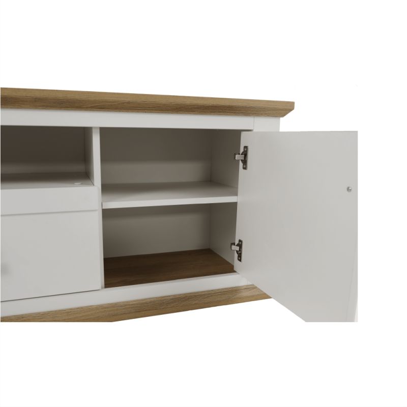 RTV stolík, 150cm, biely, dub grand, LEON MZ15