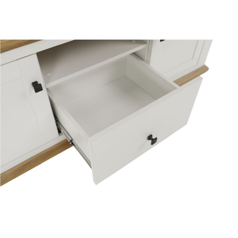 RTV stolík, 150cm, biely, dub grand, LEON MZ15