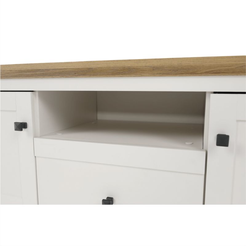RTV stolík, 150cm, biely, dub grand, LEON MZ15
