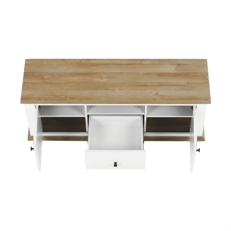RTV stolík, 150cm, biely, dub grand, LEON MZ15