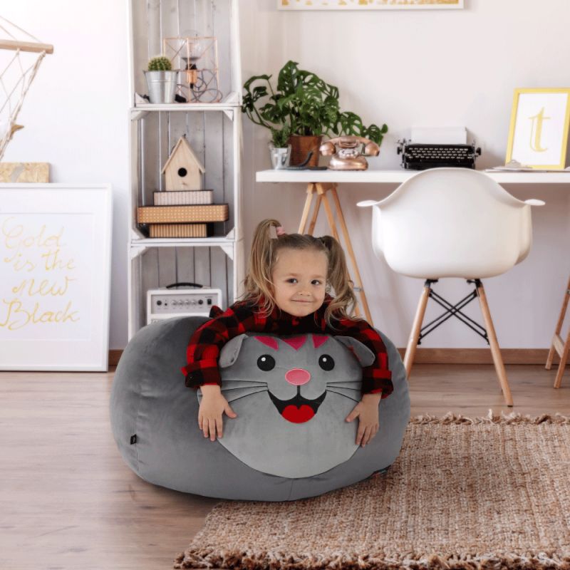 Sedací vak, 60cm, sivá látka, BABY TYP 1