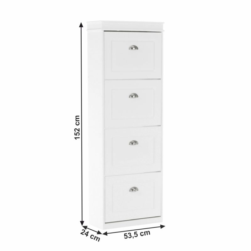 Botník, 54cm, 4-radový, biely, SEBER TYP 3