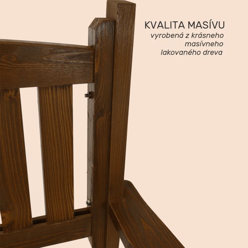 Záhradná lavička, 150cm, masív, hnedá, AMULA