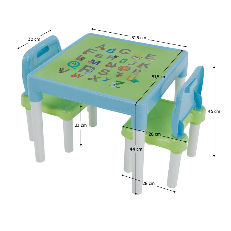 Detský set 1+2, 51x51cm, modrý, zelený, biely, plast, BALTO