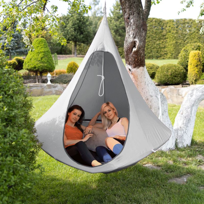 Závesné hojdacie kreslo, svetlosivá, KLORIN NEW BIG SIZE CACOON HAMMOCK