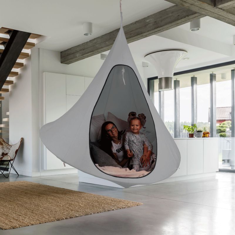 Závesné hojdacie kreslo, svetlosivá, KLORIN NEW BIG SIZE CACOON HAMMOCK