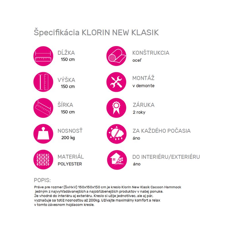 Závesné hojdacie kreslo, zelená, KLORIN NEW KLASIK CACOON HAMMOCK