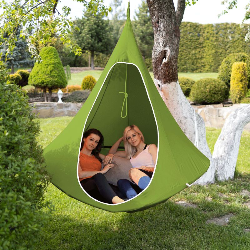 Závesné hojdacie kreslo, zelená, KLORIN NEW KLASIK CACOON HAMMOCK