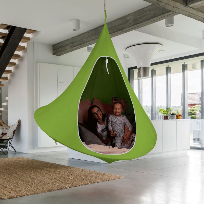 Závesné hojdacie kreslo, zelená, KLORIN NEW KLASIK CACOON HAMMOCK