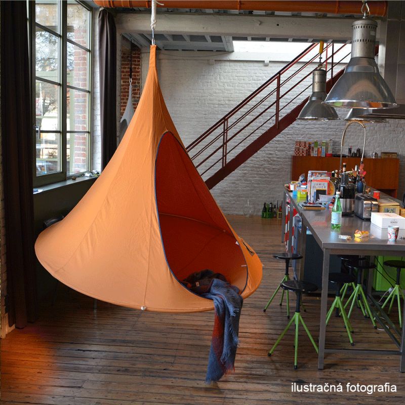 Závesné hojdacie kreslo, zelená, KLORIN NEW KLASIK CACOON HAMMOCK