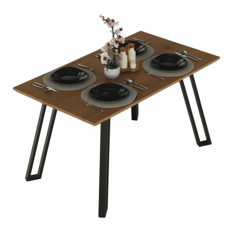 Jedálenský stôl, 140x83cm, MDF, dub, čierny, PEDAL