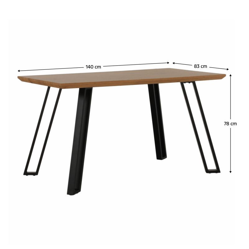 Jedálenský stôl, 140x83cm, MDF, dub, čierny, PEDAL