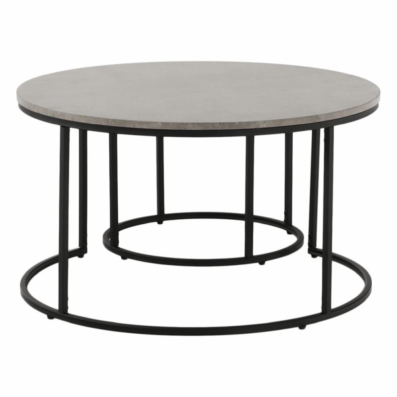 Set dvoch konferenčných stolíkov, 80x80cm, betón, čierny, IKLIN