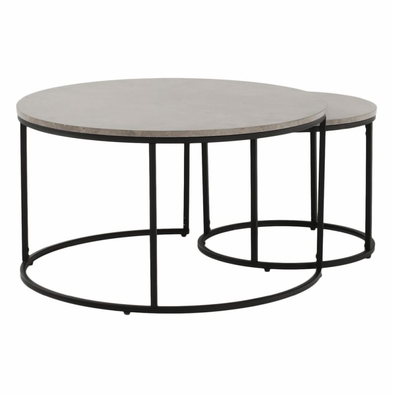 Set dvoch konferenčných stolíkov, 80x80cm, betón, čierny, IKLIN