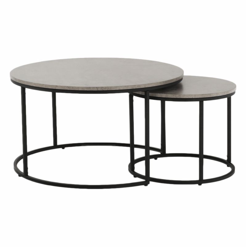 Set dvoch konferenčných stolíkov, 80x80cm, betón, čierny, IKLIN