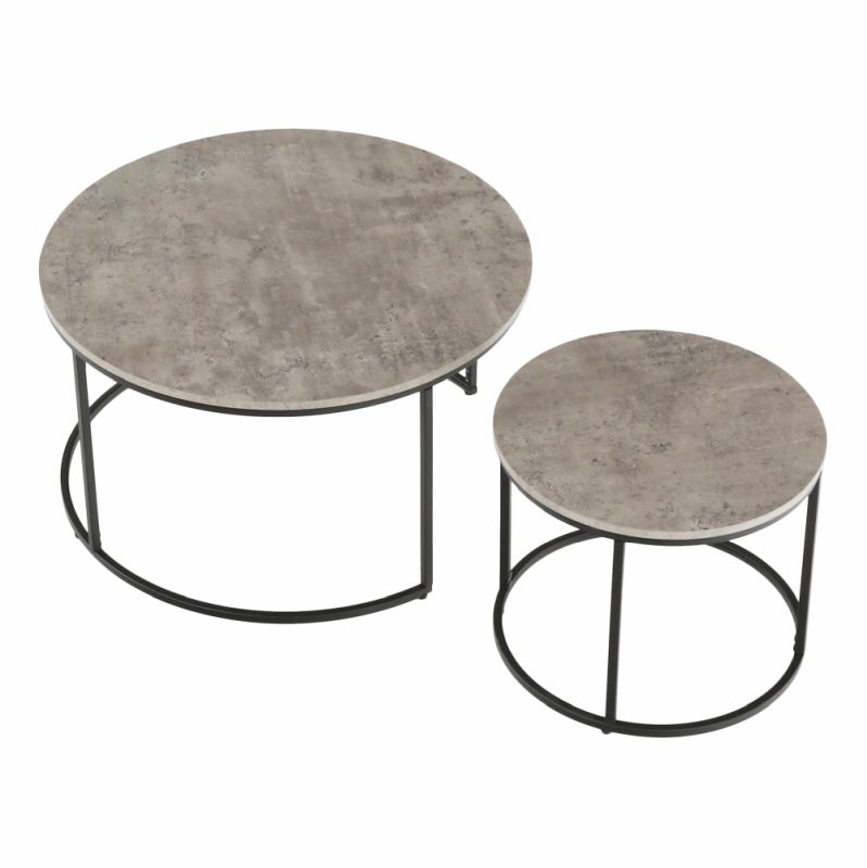 Set dvoch konferenčných stolíkov, 80x80cm, betón, čierny, IKLIN