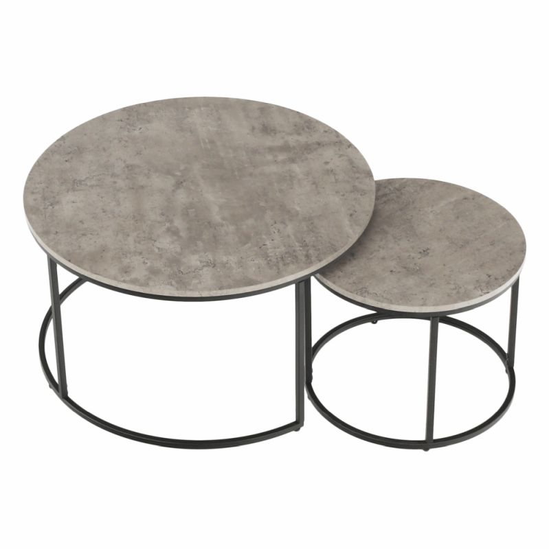Set dvoch konferenčných stolíkov, 80x80cm, betón, čierny, IKLIN