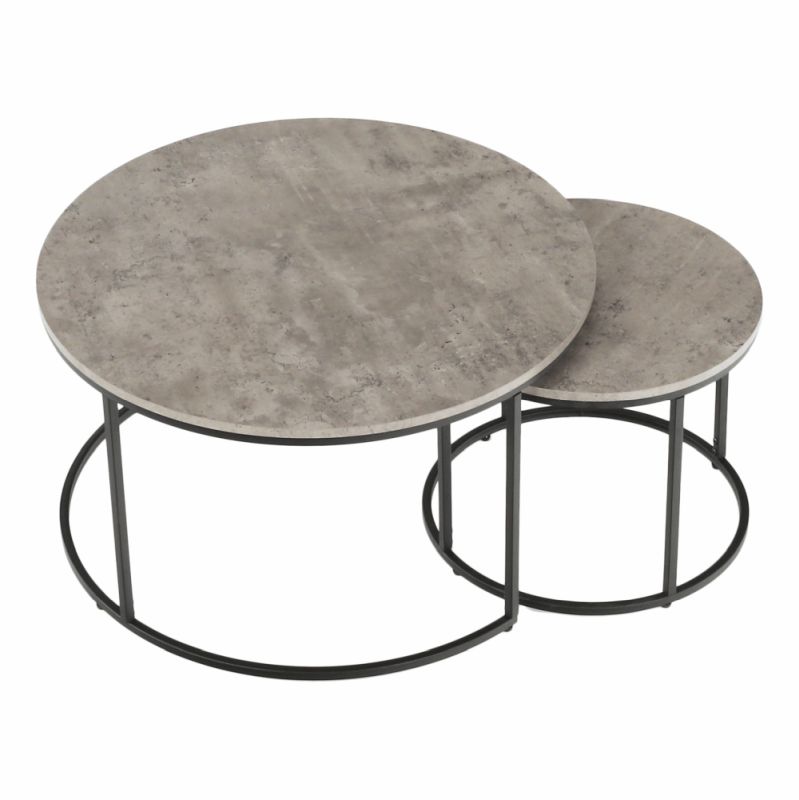 Set dvoch konferenčných stolíkov, 80x80cm, betón, čierny, IKLIN