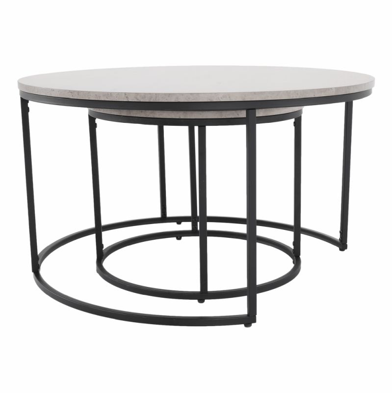Set dvoch konferenčných stolíkov, 80x80cm, betón, čierny, IKLIN