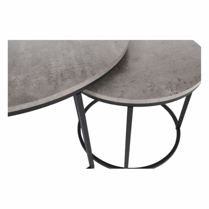 Set dvoch konferenčných stolíkov, 80x80cm, betón, čierny, IKLIN