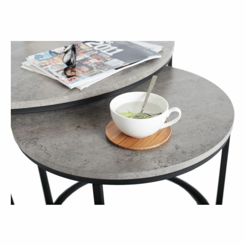Set dvoch konferenčných stolíkov, 80x80cm, betón, čierny, IKLIN