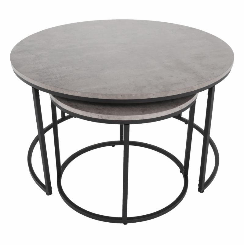 Set dvoch konferenčných stolíkov, 80x80cm, betón, čierny, IKLIN