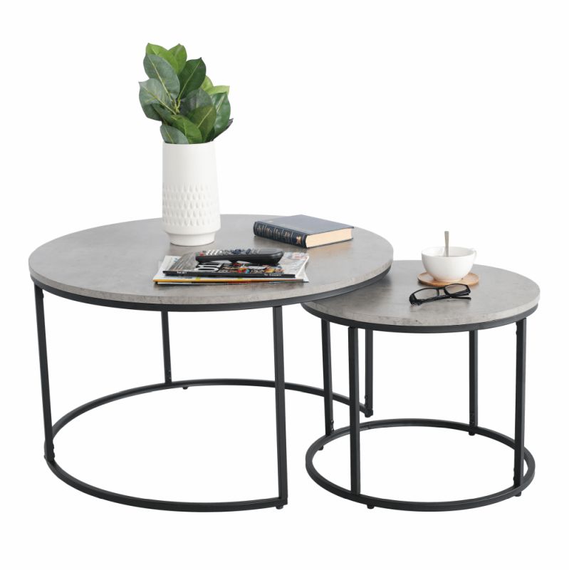 Set dvoch konferenčných stolíkov, 80x80cm, betón, čierny, IKLIN