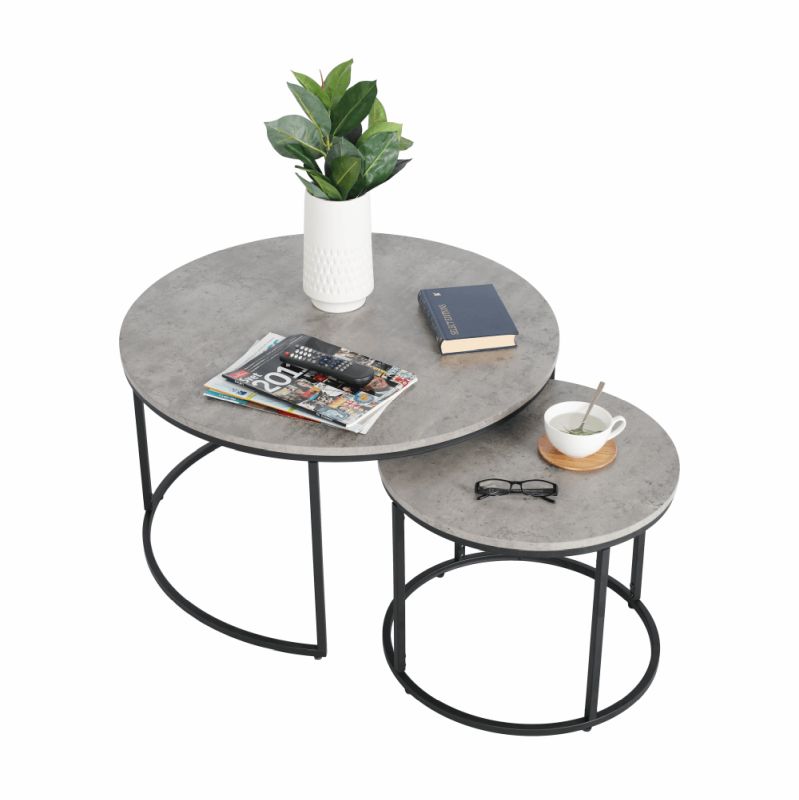 Set dvoch konferenčných stolíkov, 80x80cm, betón, čierny, IKLIN