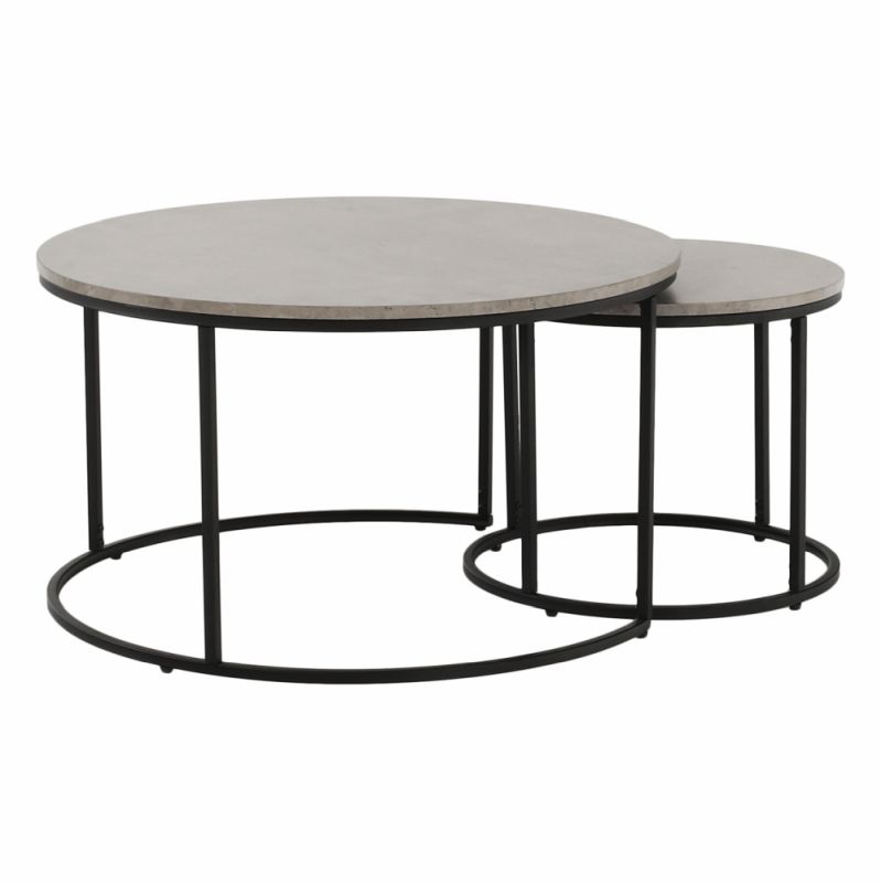Set dvoch konferenčných stolíkov, 80x80cm, betón, čierny, IKLIN
