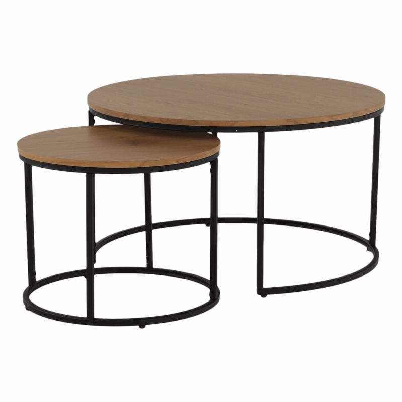 Set dvoch konferenčných stolíkov, 80x80cm, dub, čierny, IKLIN