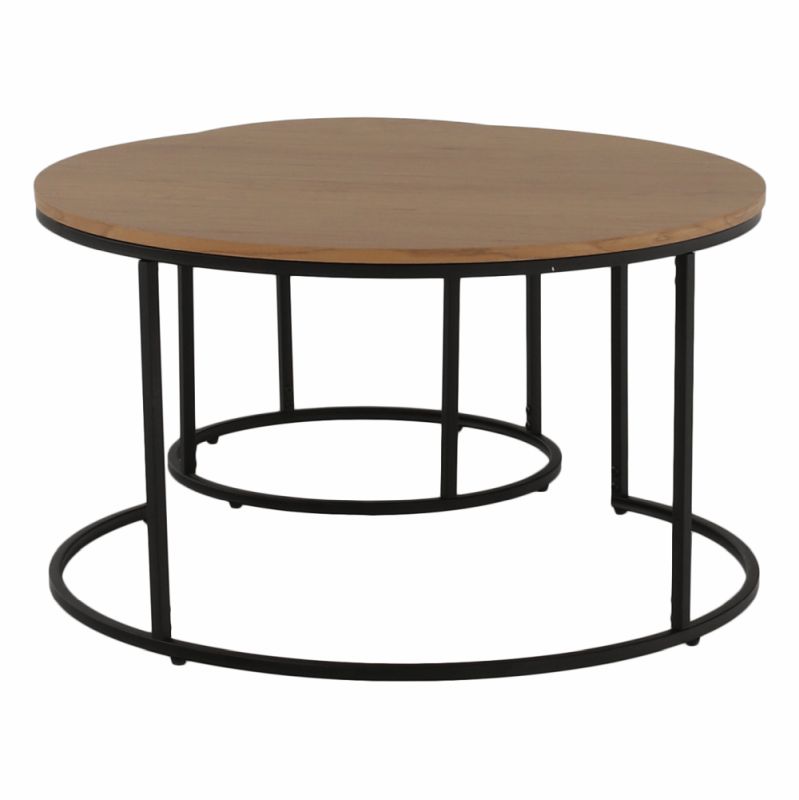 Set dvoch konferenčných stolíkov, 80x80cm, dub, čierny, IKLIN