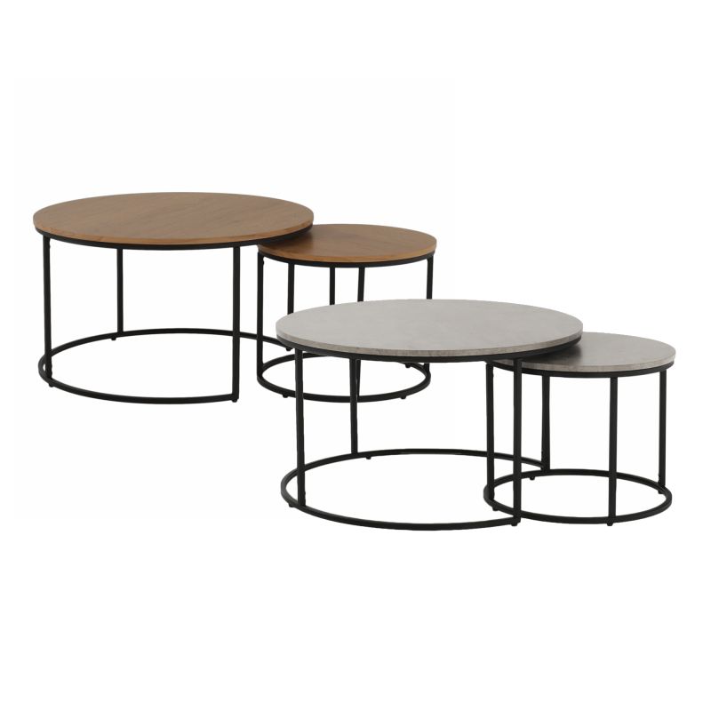 Set dvoch konferenčných stolíkov, 80x80cm, dub, čierny, IKLIN