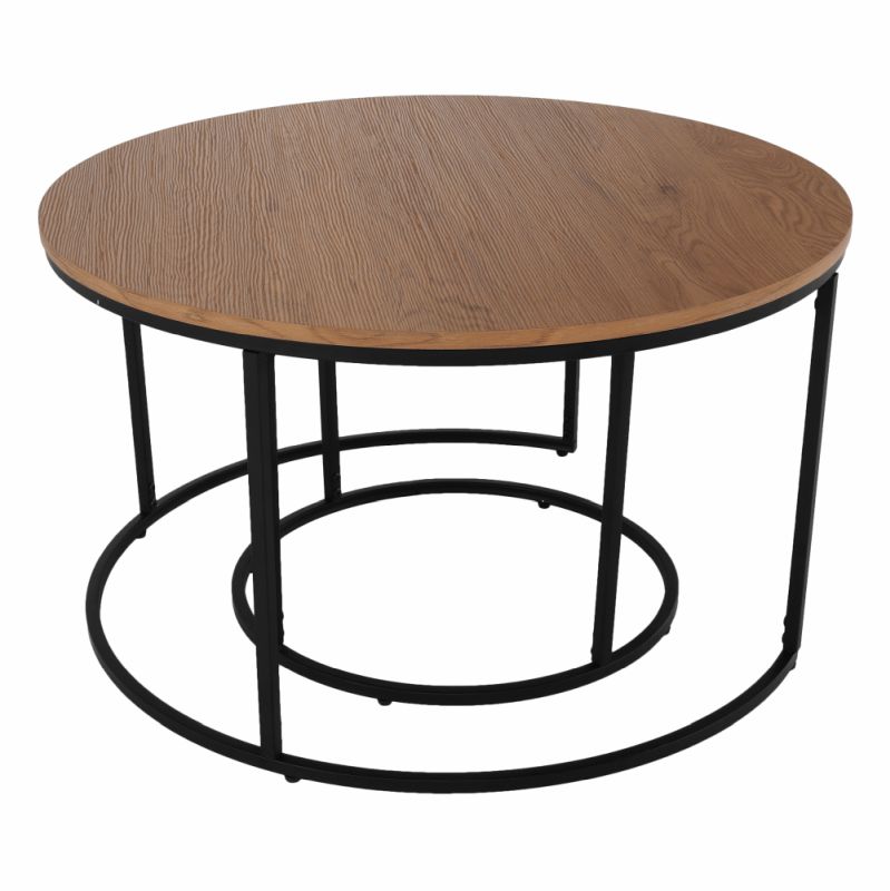 Set dvoch konferenčných stolíkov, 80x80cm, dub, čierny, IKLIN