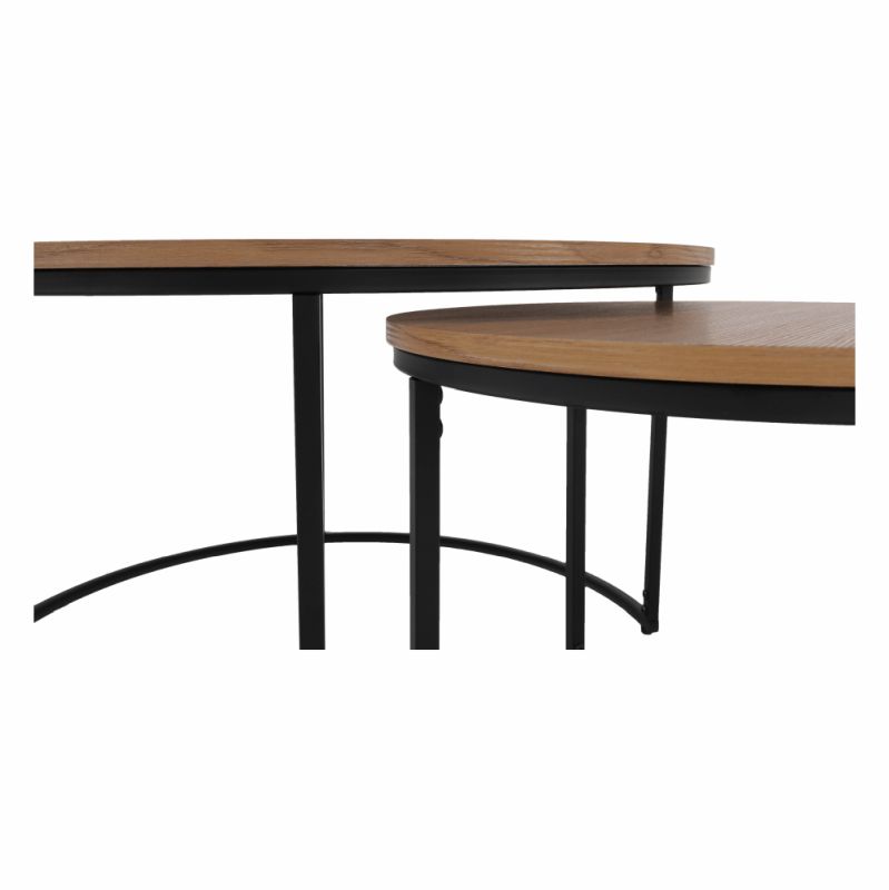 Set dvoch konferenčných stolíkov, 80x80cm, dub, čierny, IKLIN