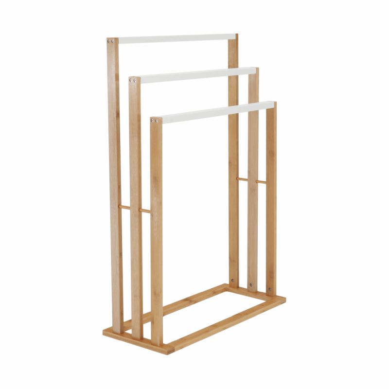 Stojan na uteráky, 54cm, bambus, prírodný, biely, KOMO NEW