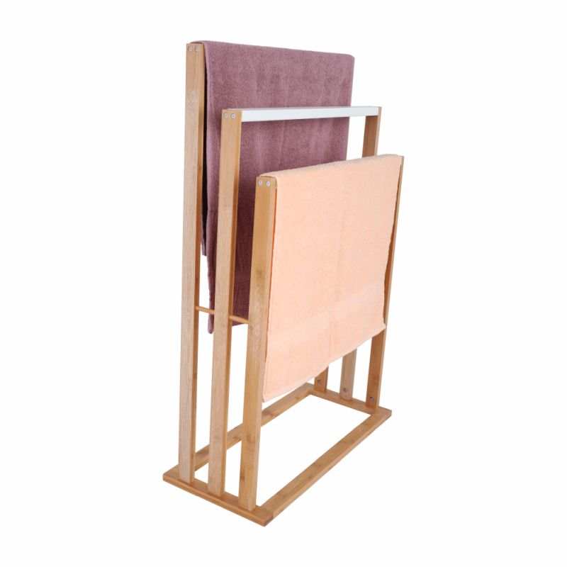 Stojan na uteráky, 54cm, bambus, prírodný, biely, KOMO NEW