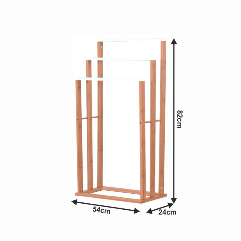 Stojan na uteráky, 54cm, bambus, prírodný, biely, KOMO NEW