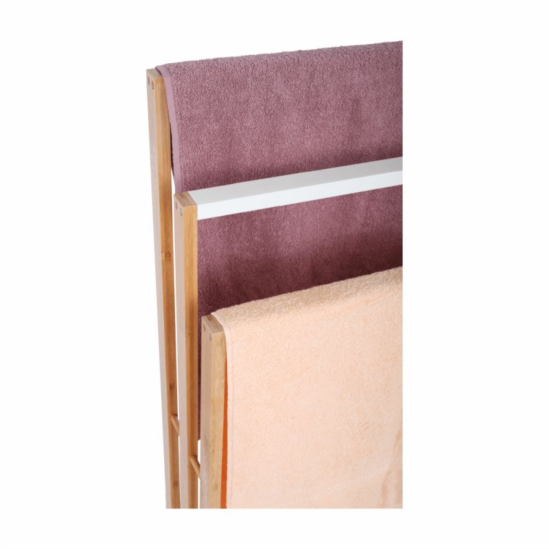 Stojan na uteráky, 54cm, bambus, prírodný, biely, KOMO NEW