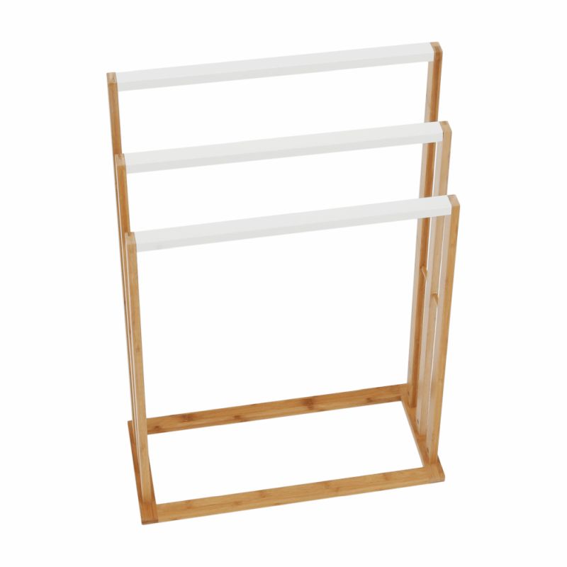 Stojan na uteráky, 54cm, bambus, prírodný, biely, KOMO NEW
