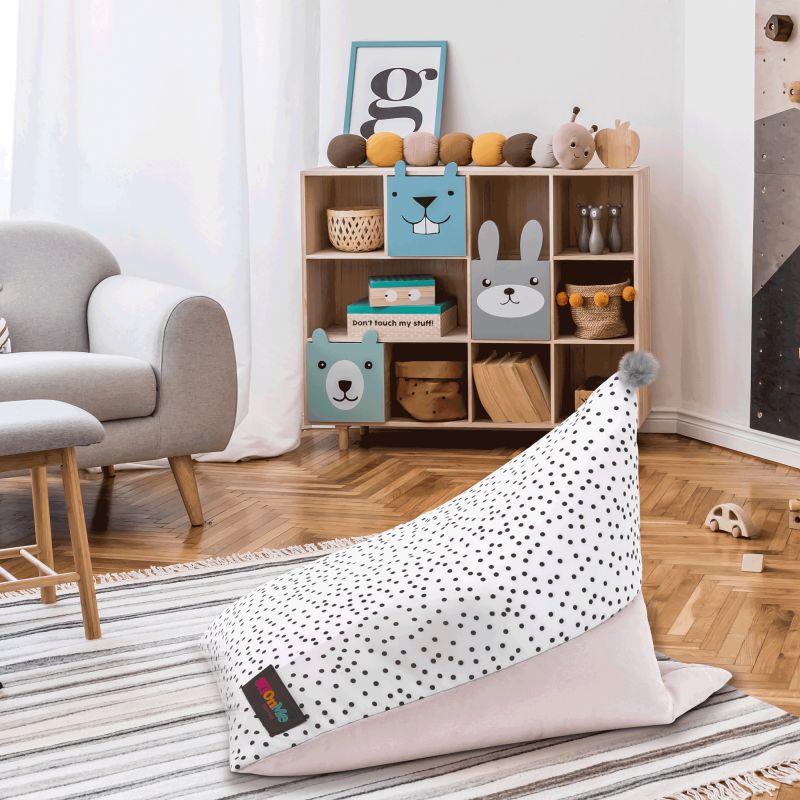Sedací vak, 50cm, biely, ružový, sivý, POMPOM