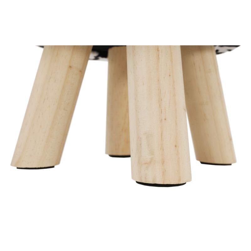 Taburet v tvare kravičky, 47cm, látka biela a čierna, prírodný, MOLLY