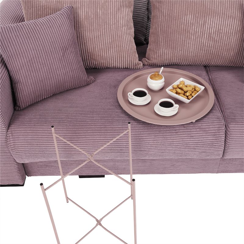 Príručný stolík s odnímateľnou táckou, 47x47cm, ružový, RENDER