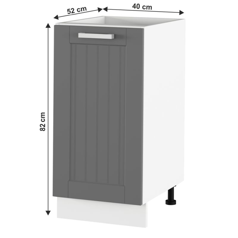 Spodná skrinka, 40cm, tmavosivá, biela, JULIA TYP 52