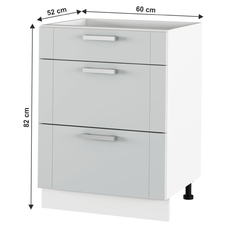 Spodná skrinka, 60cm, svetlosivá, biela, JULIA TYP 57