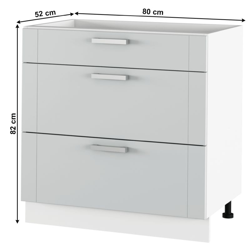 Spodná skrinka, 80cm, svetlosivá, biela, JULIA TYP 61