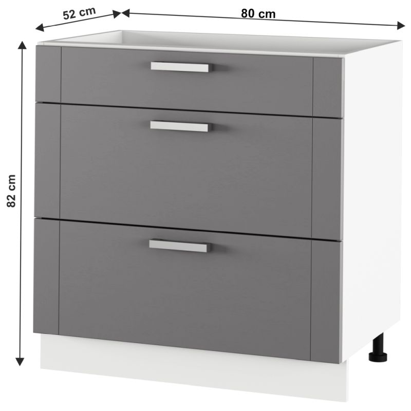 Spodná skrinka, 80cm, tmavosivá, biela, JULIA TYP 61