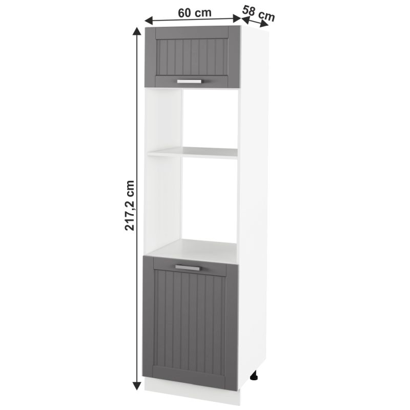 Vysoká skrinka na spotrebiče, 60cm, tmavosivá, biela, JULIA TYP 81