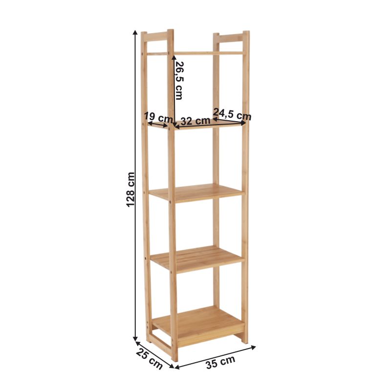 Regál, 35cm, 5-poličkový, prírodný bambus, IMPEROR TYP 3
