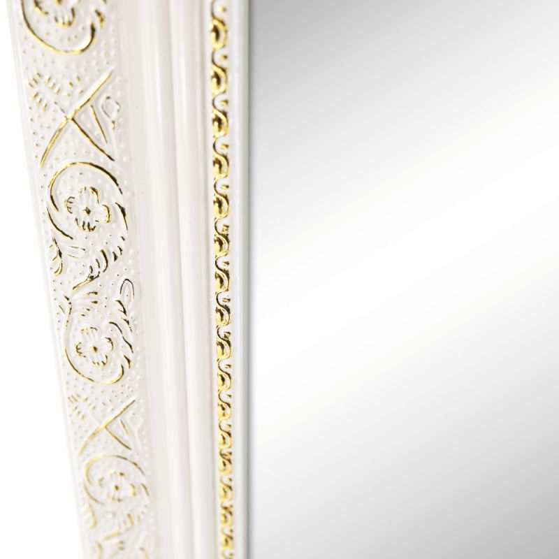 Stojanové zrkadlo, 40x150cm, biele, zlatý ornament, LAVAL